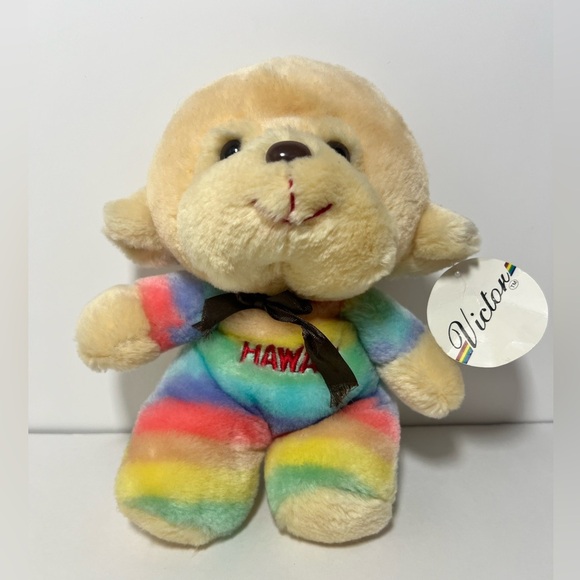 Victor Trading Co Rainbow Hawaii Monkey Plush Stuffed Animal VTG Tags Pride - Picture 1 of 11